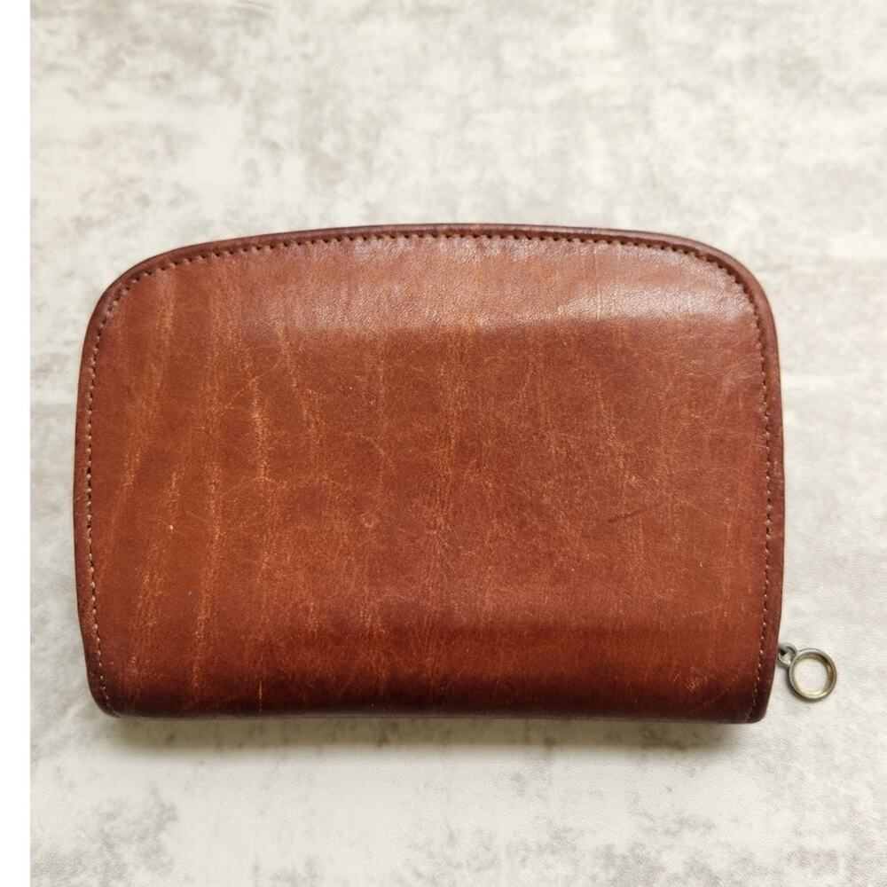 Vintage Coach Leather Zip Around Accordion Wallet Coin Purse Brown Luxury